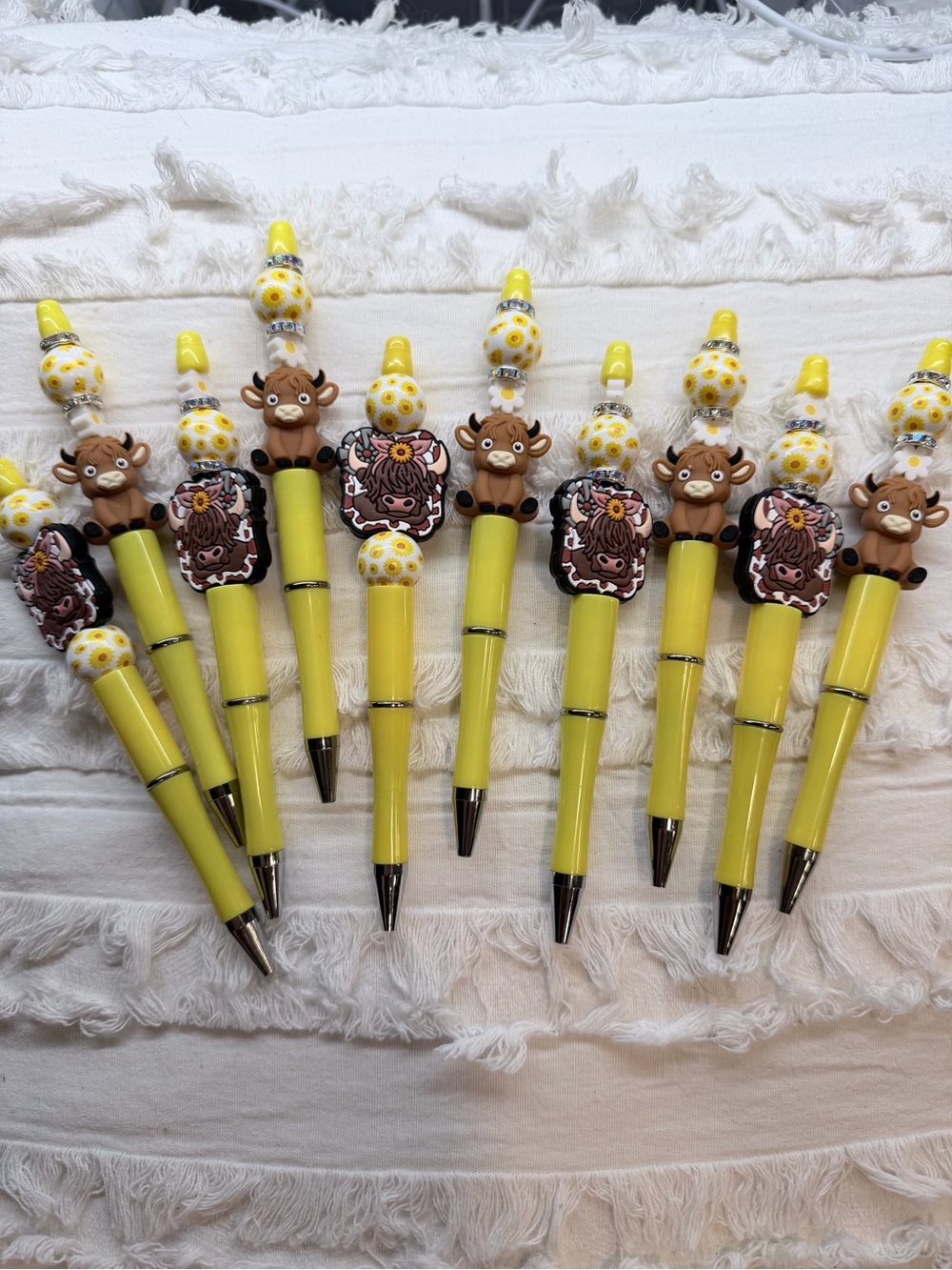 Cute Yellow Cow Top Pens - Set of Decorative Ballpoint Pens